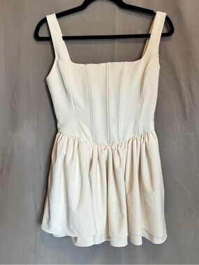 Zara Cream Square-Neck Fit and Flare Dress